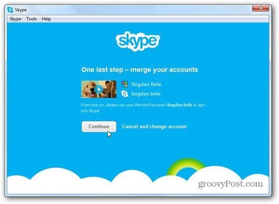 Skype-Zusammenführung mit Microsoft-Konto