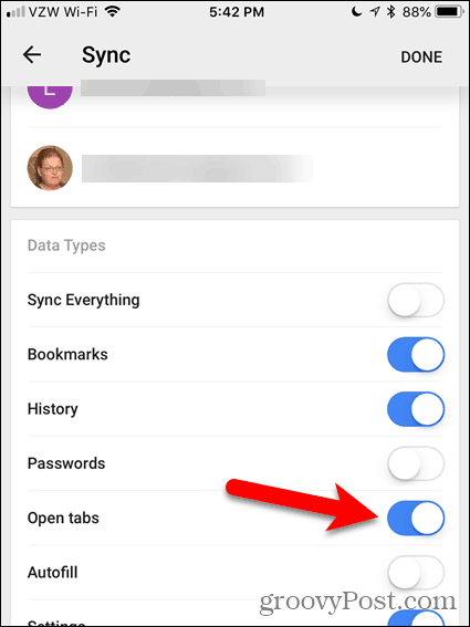 Aktivieren Sie "Tabs öffnen" in Chrome für iOS