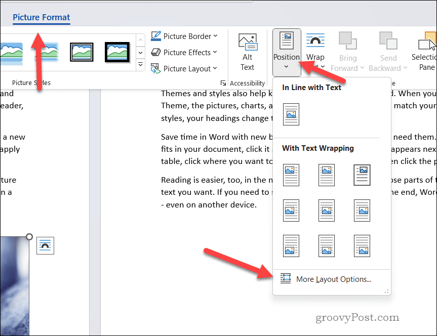 Optionen für das Word-Bildformat