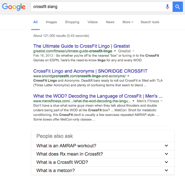 Google Crossfit Slang Suche