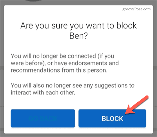 Blockieren eines Benutzers auf LinkedIn