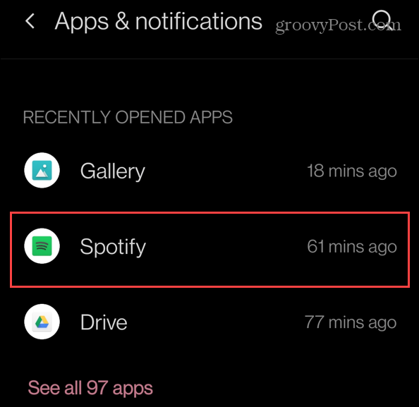 kürzlich installierte Apps Spotify