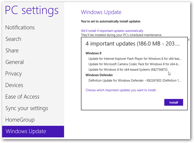 Wichtige Windows 8-Updates