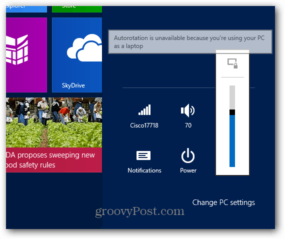 So sperren Sie die Bildschirmdrehung auf der Oberfläche mit Windows RT