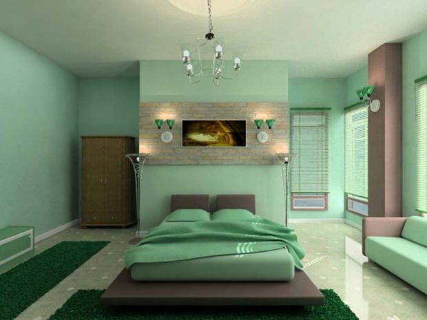 Wassergrünes Schlafzimmer