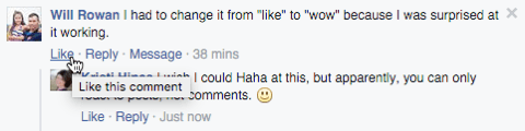 Facebook-Kommentar ohne Reaktionen