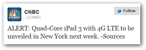 CNBC Twitter Ankündigung iPad 3