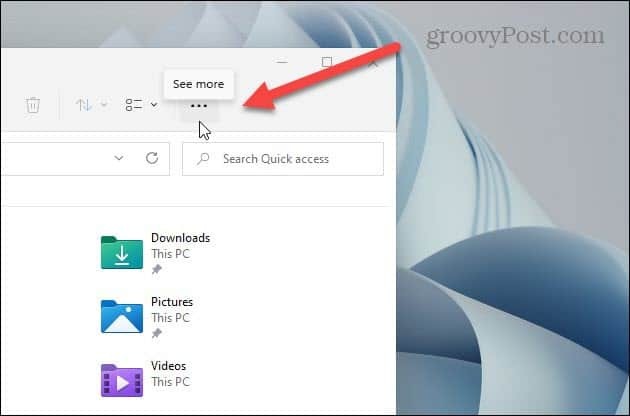 Mehr anzeigen Schaltfläche Datei-Explorer Windows 11