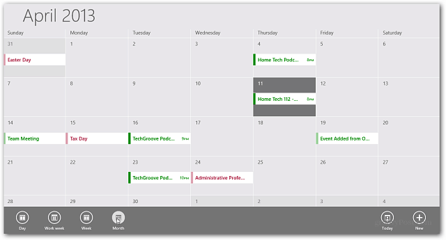 Kalender App Windows RT
