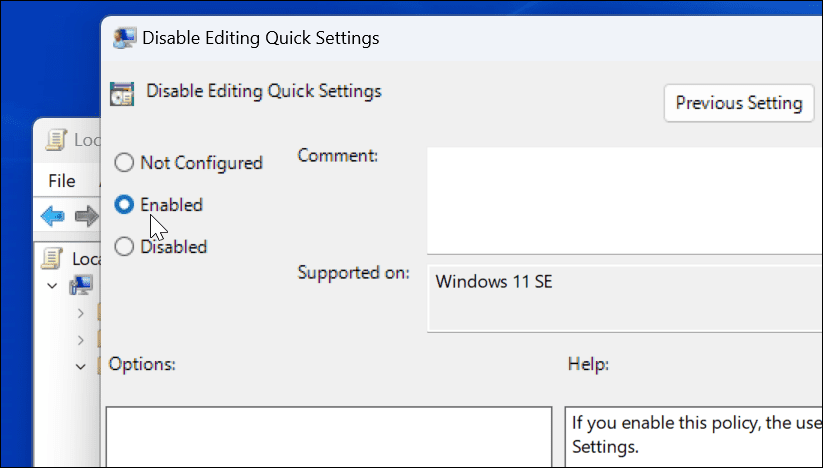 Verhindern Sie die Bearbeitung der Schnelleinstellungen unter Windows 11