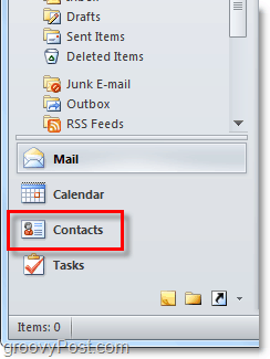 Greifen Sie in Outlook 2010 auf die Kontaktliste zu