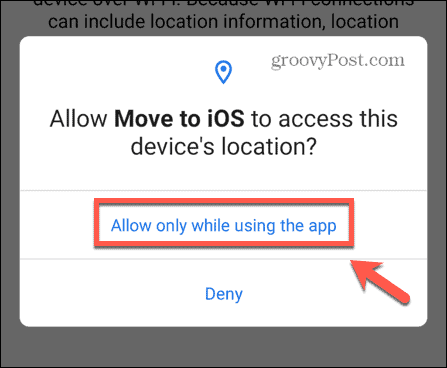 Zur iOS-App wechseln, Gerätestandort zulassen