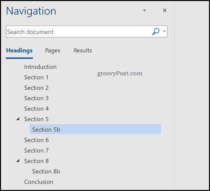 Der Navigationsbereich in Word