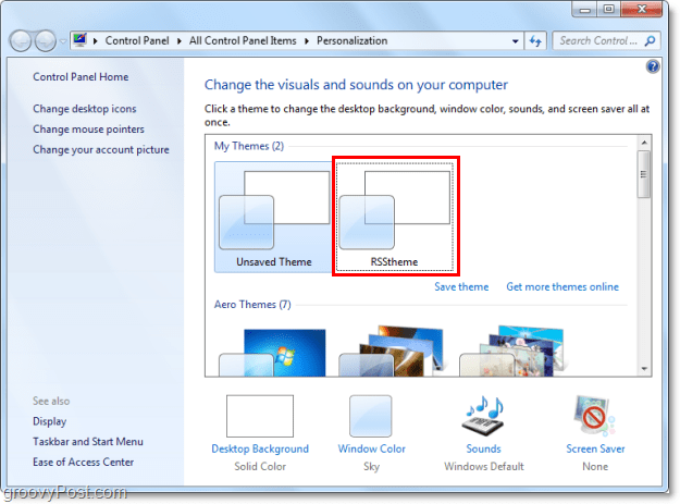 Wählen Sie Ihr neues RSS-Thema in Windows 7