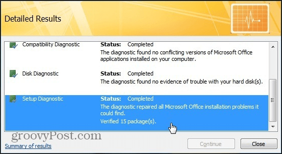 Office 2007 Diagnosetol