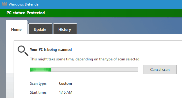 Windows Defender-Scannen