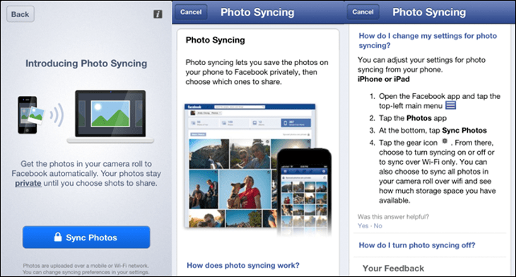 Verwenden der Facebook Moments App zum Verwalten synchronisierter Fotos