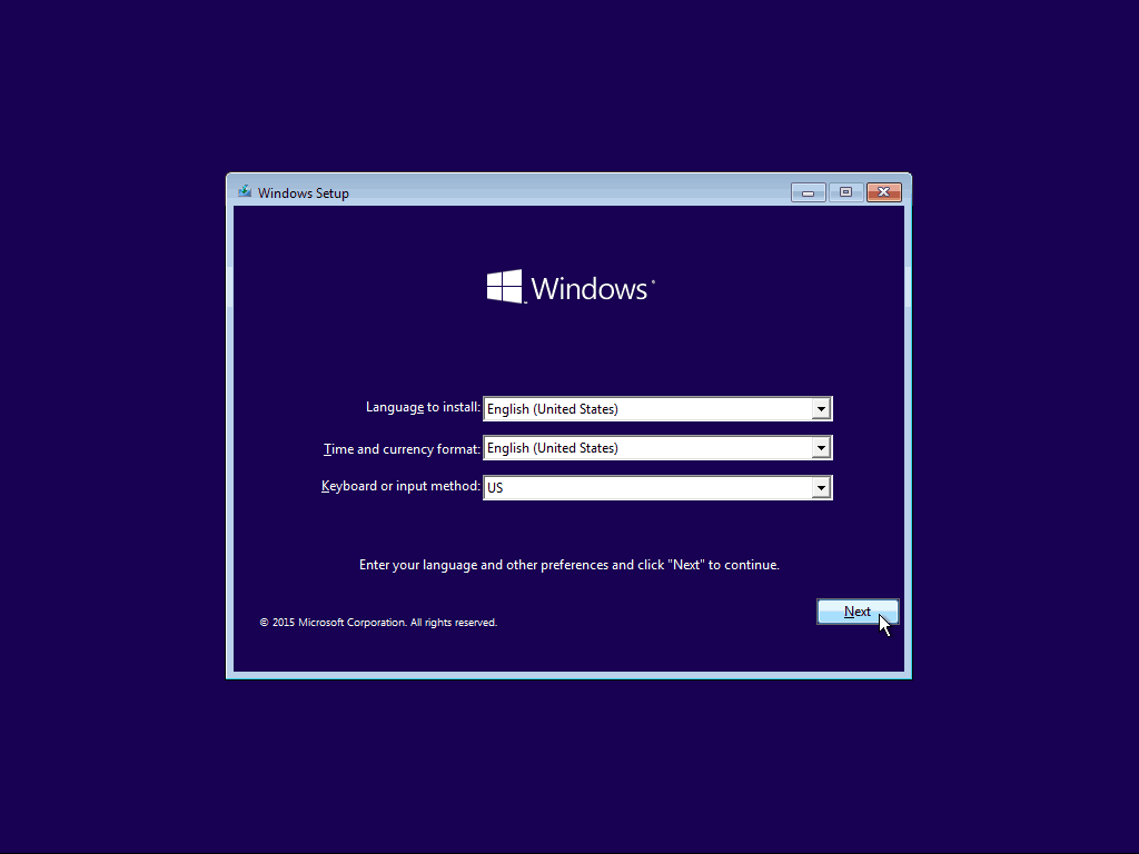 01 Spracheinrichtung Windows 10 Clean Install
