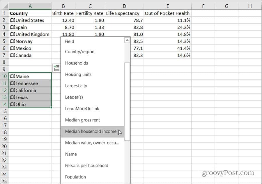 Importieren von Statusdaten in Excel