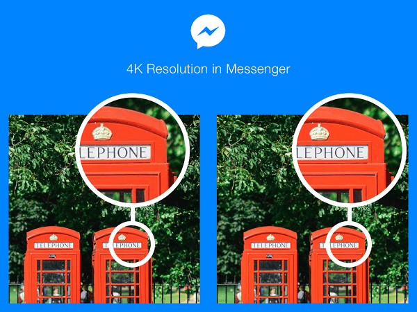 Facebook Messenger-Benutzer in ausgewählten Ländern können jetzt Fotos in 4K-Auflösung senden und empfangen.