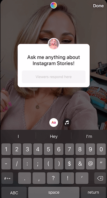 Füge der Instagram-Geschichte Fragenaufkleber hinzu