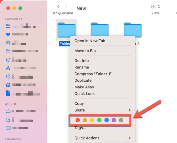 Festlegen eines Standardfarbtags für einen Ordner auf dem Mac