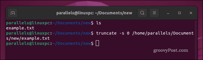 Leeren einer Linux-Datei mit dem Befehl truncate