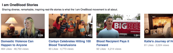 oneblood Facebook-Videos