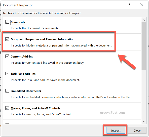 Dokumentinspektorfenster in PowerPoint