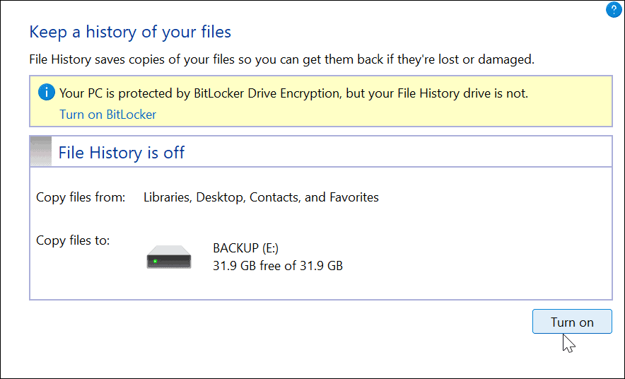 Verwenden Sie den Dateiversionsverlauf unter Windows 11