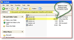 Löschen Sie den Outlook Auto Complete-Cache - Windows XP