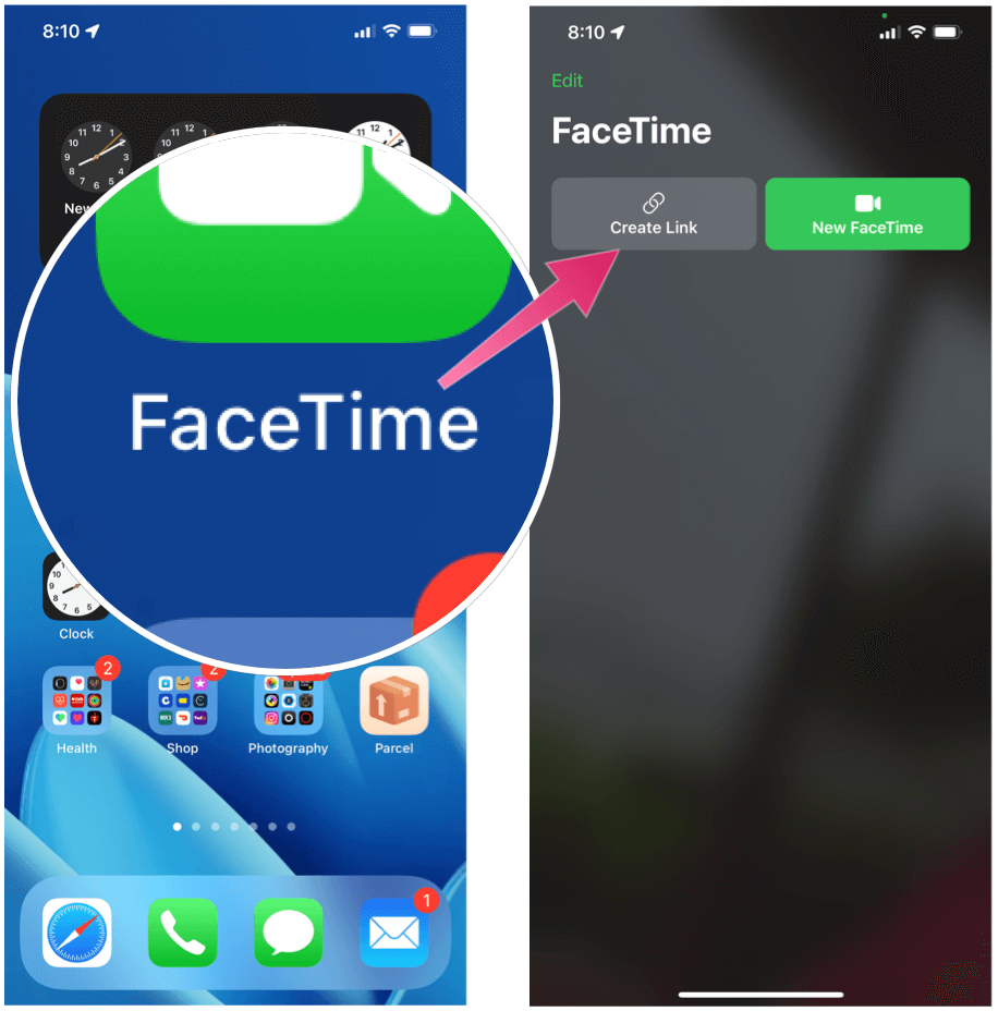 Senden Sie eine FaceTime-Chat-Einladung FaceTime Link erstellen