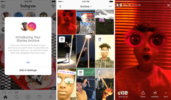 Das neue Stories-Archiv von Instagram speichert abgelaufene Stories automatisch in einem privaten Teil eines Profils.