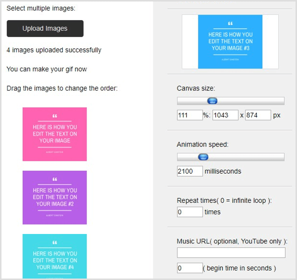GIFMaker.me lädt Bilder hoch, um GIF zu erstellen