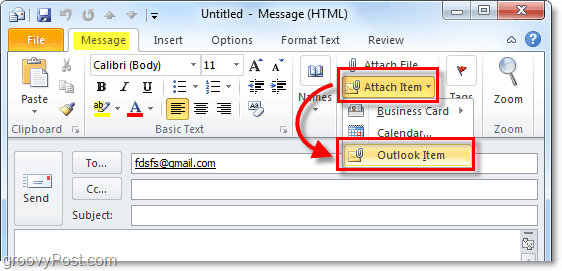 Hängen Sie ein Outlook-Element an die E-Mail an