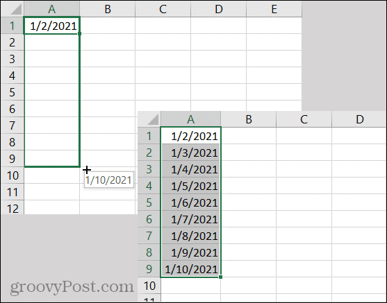 Excel AutoFill-Daten
