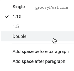 Auswählen einer Zeilenabstandsoption in Google Text & Tabellen
