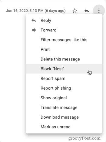 Blockieren in Google Mail