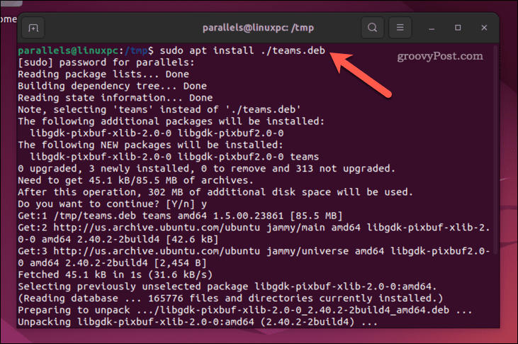 Installieren Sie Microsoft Teams im Ubuntu-Terminal