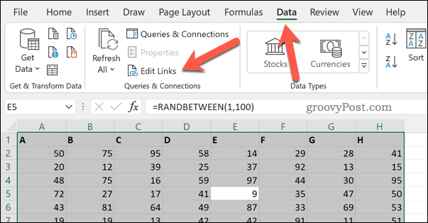 Verknüpfungen in Excel bearbeiten