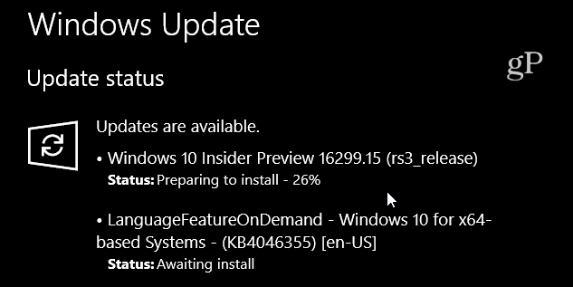 Windows 10 Build 16299-15 Kumulatives Update