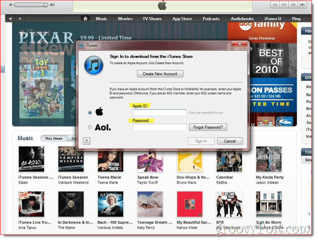 iTunes - E-Mail bestätigen und anmelden