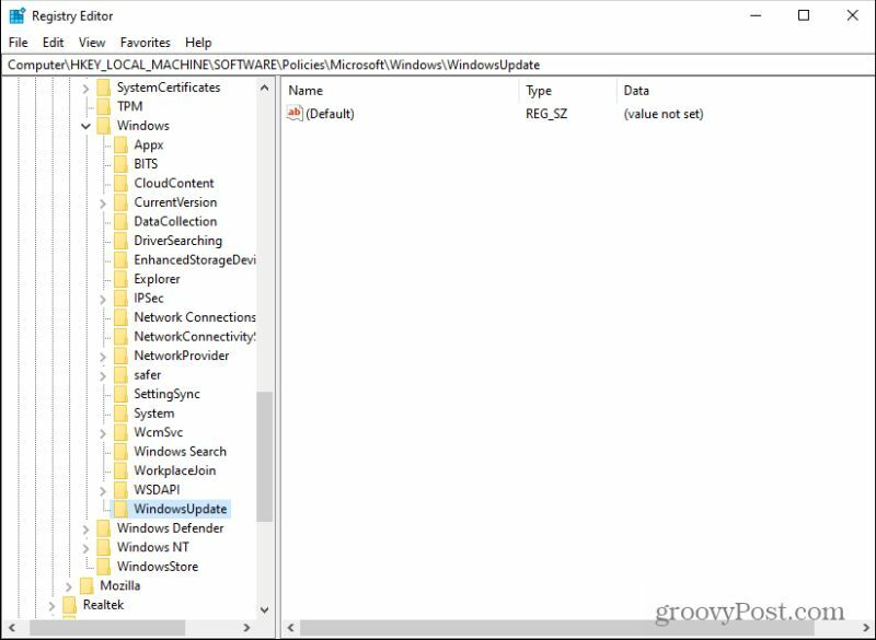 Name Windowsupdate-Schlüssel