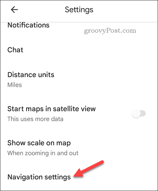 Öffnen Sie die mobilen Navigationseinstellungen von Google Maps