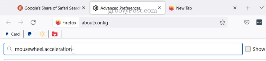 Mousewheel.acceleration-Einstellungen in Firefox