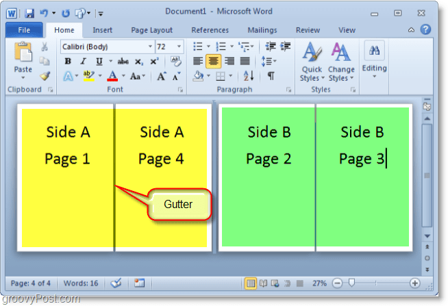 Micosoft Word 2010 Screenshot Das Erstellen einer Broschüre in Microsoft Word 2010 kann etwas schwierig sein, aber dieses Diagramm sollte helfen