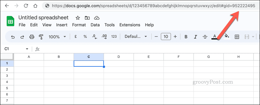 Beispiel für den GID-Blattwert in Google Sheets