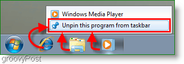 Windows 7 Entfernen Sie ein Programm aus dem Screenshot der Taskleiste