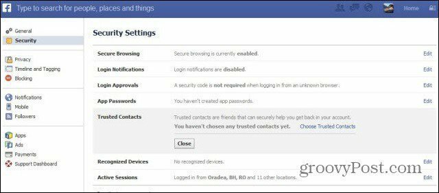 Facebook-Sicherheitseinstellungen