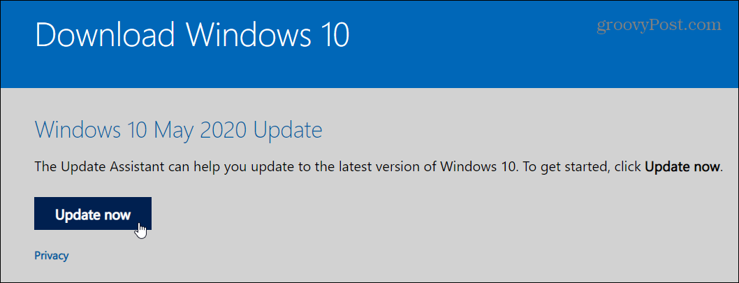 Upgrade auf Windows 10 Mai 2020 Update mit Update Assistant
